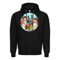 Black Christmas snowman Zipper Hoodie - FaDigitalArtStudio