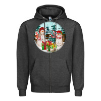 Charcoal Heather Christmas snowman Zipper Hoodie - FaDigitalArtStudio