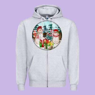 Christmas Snowman Zipper Hoodie Designed By Fadigitalartstudio