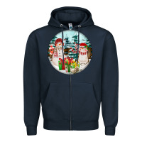 Navy Christmas snowman Zipper Hoodie - FaDigitalArtStudio