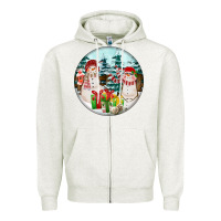 Oatmeal Heather Christmas snowman Zipper Hoodie - FaDigitalArtStudio