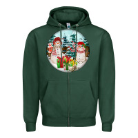 Sports Green Christmas snowman Zipper Hoodie - FaDigitalArtStudio