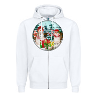 White Christmas snowman Zipper Hoodie - FaDigitalArtStudio