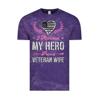 Cloud Purple i married my hero proud veteran wife usa military husband t shirt Vintage Tee - linhVisuals