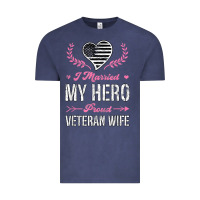 Vintage Denim i married my hero proud veteran wife usa military husband t shirt Vintage Tee - linhVisuals