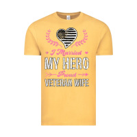 Vintage Mustard i married my hero proud veteran wife usa military husband t shirt Vintage Tee - linhVisuals