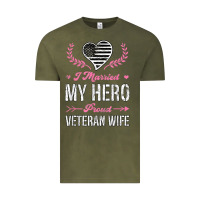 Vintage Olive i married my hero proud veteran wife usa military husband t shirt Vintage Tee - linhVisuals