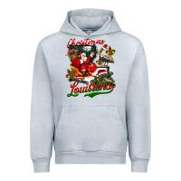Heather Grey louisiana christmas with santa Urban Hoodie - BarkalooDesign