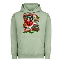 Pigment Oil Green louisiana christmas with santa Urban Hoodie - BarkalooDesign