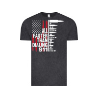Vintage Black all faster than dialing 911 american flag gun lover for men t shirt Vintage Tee - linhVisuals