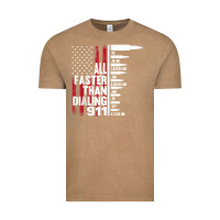 Vintage Coffee all faster than dialing 911 american flag gun lover for men t shirt Vintage Tee - linhVisuals