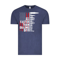 Vintage Denim all faster than dialing 911 american flag gun lover for men t shirt Vintage Tee - linhVisuals