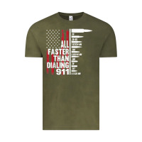 All Faster Than Dialing 911 American Flag Gun Lover For Men T Shirt Vintage Tee | Teevron