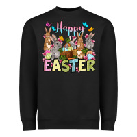 Black Happy Easter bunnys Heavyweight Sweatshirt - OliviaCreatesArt