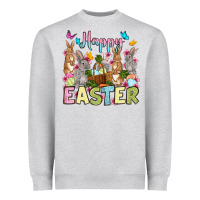 Heather Grey Happy Easter bunnys Heavyweight Sweatshirt - OliviaCreatesArt