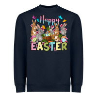 Navy Happy Easter bunnys Heavyweight Sweatshirt - OliviaCreatesArt