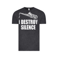 Vintage Black Saxophone I Destroy Silence Saxophonist | For Musicians Vintage Tee - linhVisuals