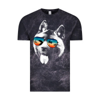 Cloud Black american akita shirts with glasses sunglasses retro style t shirt Vintage Tee - linhVisuals