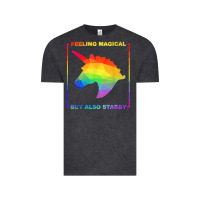 Vintage Black feeling magical but also stabby unicorn rainbow t shirt Vintage Tee - linhVisuals