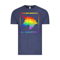 Vintage Denim feeling magical but also stabby unicorn rainbow t shirt Vintage Tee - linhVisuals