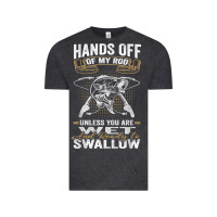 Vintage Black mens hands off of my rod bass fishing fisherman t shirt Vintage Tee - linhVisuals