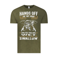 Vintage Olive mens hands off of my rod bass fishing fisherman t shirt Vintage Tee - linhVisuals