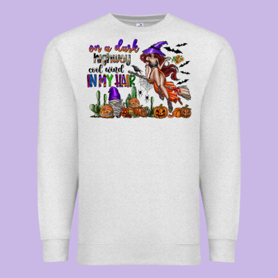 On A Dark Highway Cool Wind In My Hair Premium Sweatshirt Designed By Sublimationcraftshop