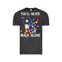 Vintage Black autism dad you will never walk alone support autism son t shirt Vintage Tee - linhVisuals