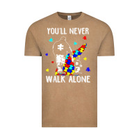 Vintage Coffee autism dad you will never walk alone support autism son t shirt Vintage Tee - linhVisuals