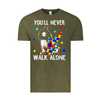 Vintage Olive autism dad you will never walk alone support autism son t shirt Vintage Tee - linhVisuals