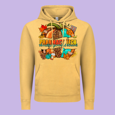 Pharmacy Tech Pumpkin Vintage Hoodie Designed By Nancycooperartshop