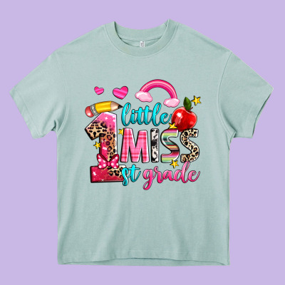 Little Miss First Grade Heavy Core Tee Designed By Nancycooperartshop