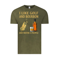 Vintage Olive i like golf and bourbon and maybe 3 people t shirt Vintage Tee - linhVisuals