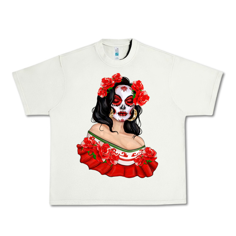 Mexicana Skull Girl With Roses Urban Heavy Tee by texasbilliewilder | Teevron