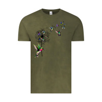 Vintage Olive bird hummingbird dandelion flowers shirt for women men t shirt Vintage Tee - linhVisuals