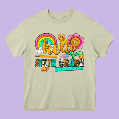 Hello Sixth Grade Heavy Core Tee Designed By Nancycooperartshop