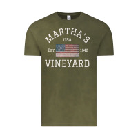 Vintage Olive martha's vineyard massachusetts american flag usa vintage pullover hoo Vintage Tee - linhVisuals