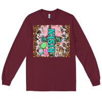 Burgundy western he is risen with rabbit Long Sleeve Tee - TumblerDesignByShophia
