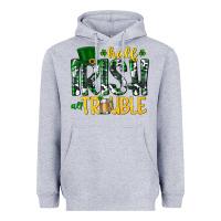 Heather Grey Half Irish All Trouble Heavyweight Hoodie - CowhideDigitalArt