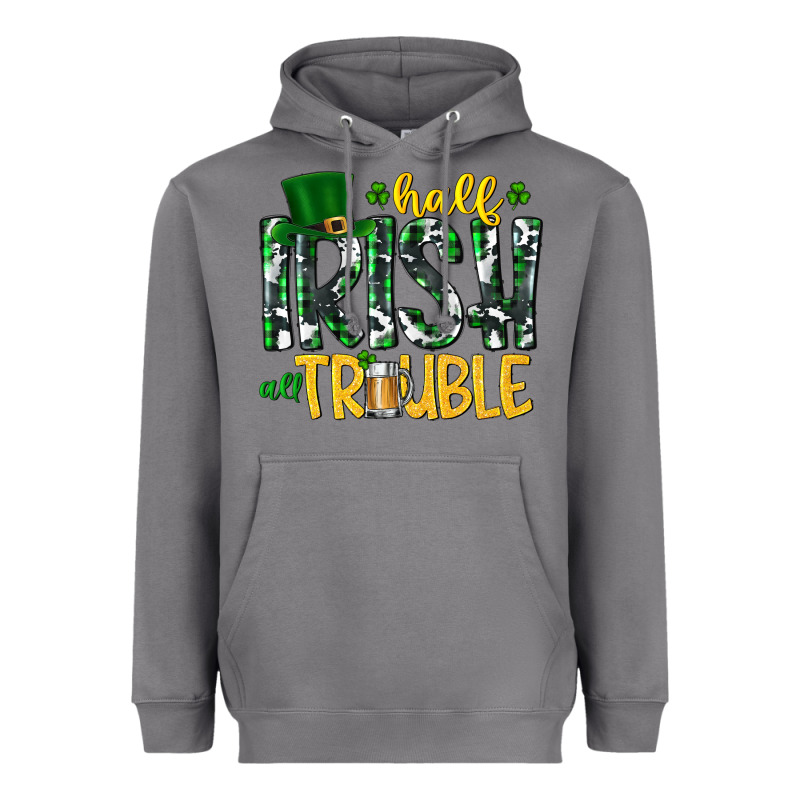 Half Irish All Trouble Heavyweight Hoodie by CowhideDigitalArt | Teevron