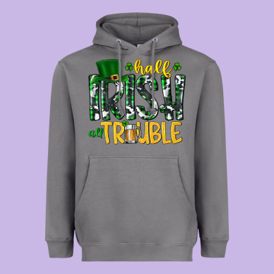 Half Irish All Trouble Heavyweight Hoodie Designed By Cowhidedigitalart