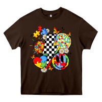 Chocolate Brown retro autism awareness Heavy Core Tee - JahusDesignShop