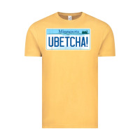 Vintage Mustard ubetcha (you betcha) minnesota license plate t shirt Vintage Tee - linhVisuals