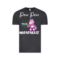 Vintage Black womens pew madafakas funny fantasy unicorn with rainbow gun   white v Vintage Tee - linhVisuals