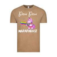 Vintage Coffee womens pew madafakas funny fantasy unicorn with rainbow gun   white v Vintage Tee - linhVisuals