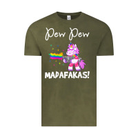 Vintage Olive womens pew madafakas funny fantasy unicorn with rainbow gun   white v Vintage Tee - linhVisuals