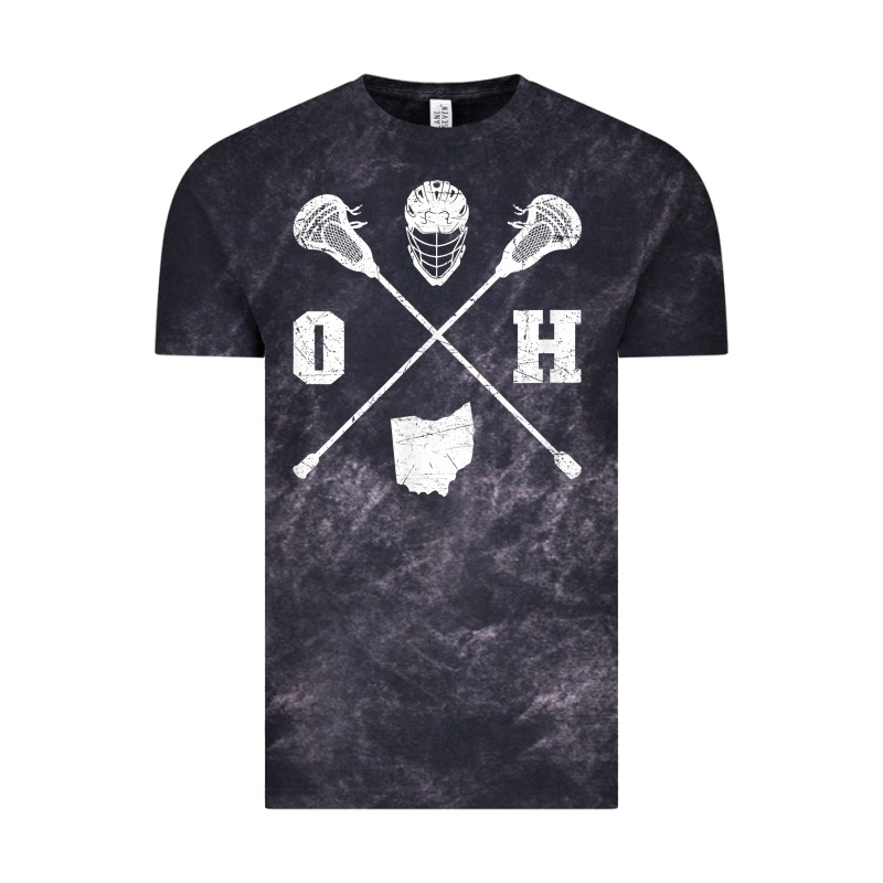 Ohio Lacrosse Sticks & Helmet State Outline Lax Player T Shirt Vintage Tee by linhVisuals | Teevron