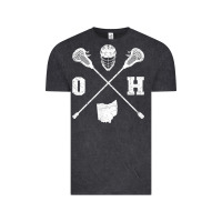 Vintage Black ohio lacrosse sticks & helmet state outline lax player t shirt Vintage Tee - linhVisuals