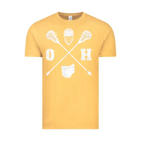 Vintage Mustard ohio lacrosse sticks & helmet state outline lax player t shirt Vintage Tee - linhVisuals