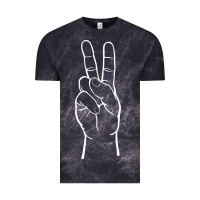 Cloud Black peace sign two fingers hand gesture symbol illustration t shirt Vintage Tee - linhVisuals
